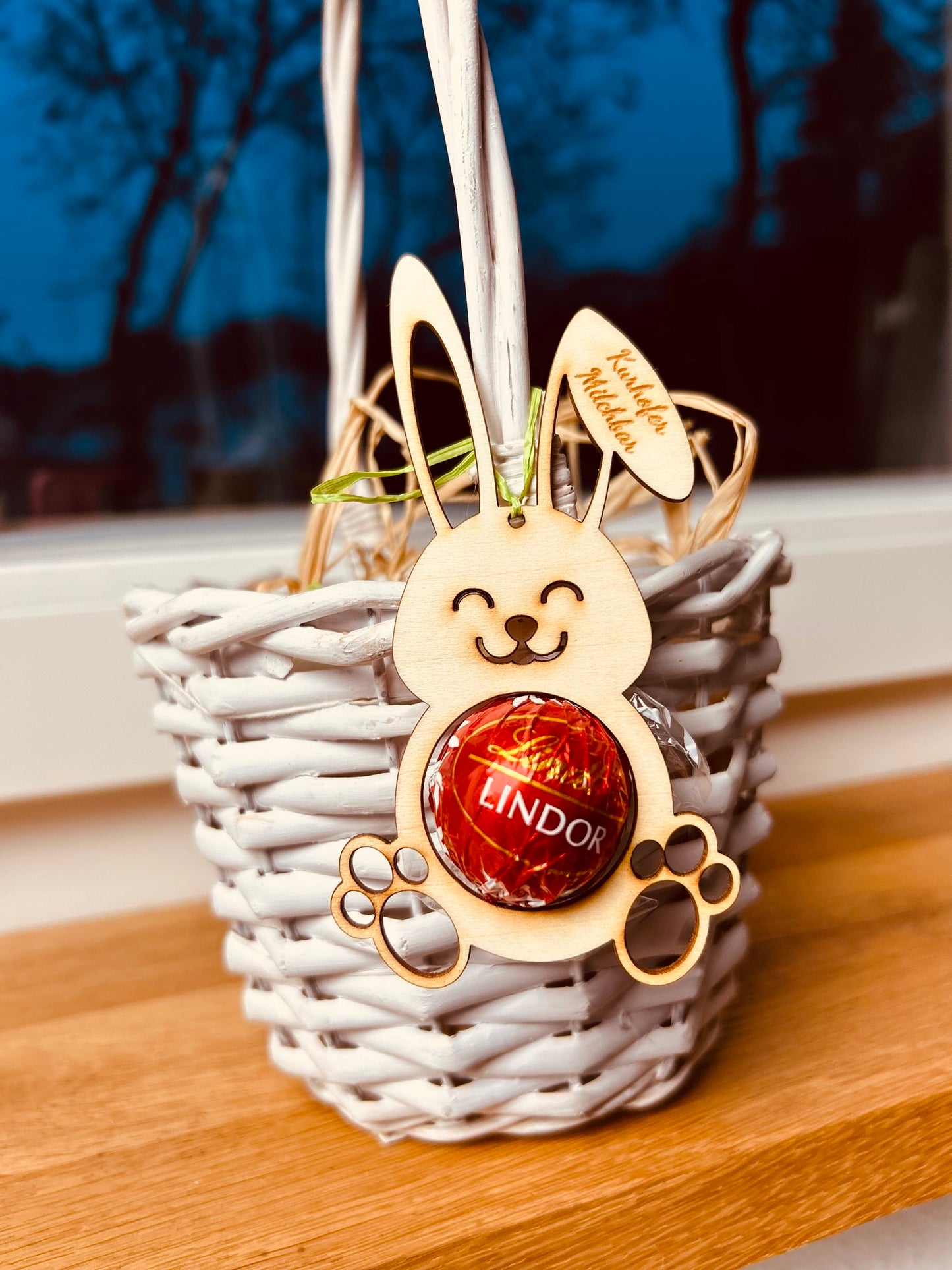 Geschenkanhänger Hase für Schokokugel