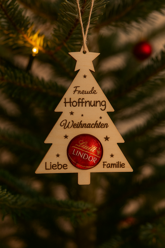 🎄 Holz-Weihnachtsbaum mit Schokoladennase – Kleine Geste, große Freude ✨